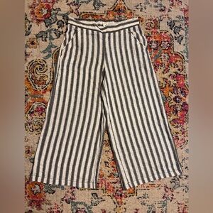 Max Studio black and white striped cotton Textured Trousers